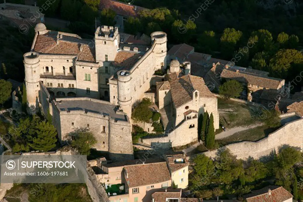 France, Vaucluse (84), Le Barroux Village Perch At The Foot Of Mont Ventoux, A Mighty Fortress Was Transformed Into A Renaissance Palace In The Sixteenth Century (Aerial Photo,