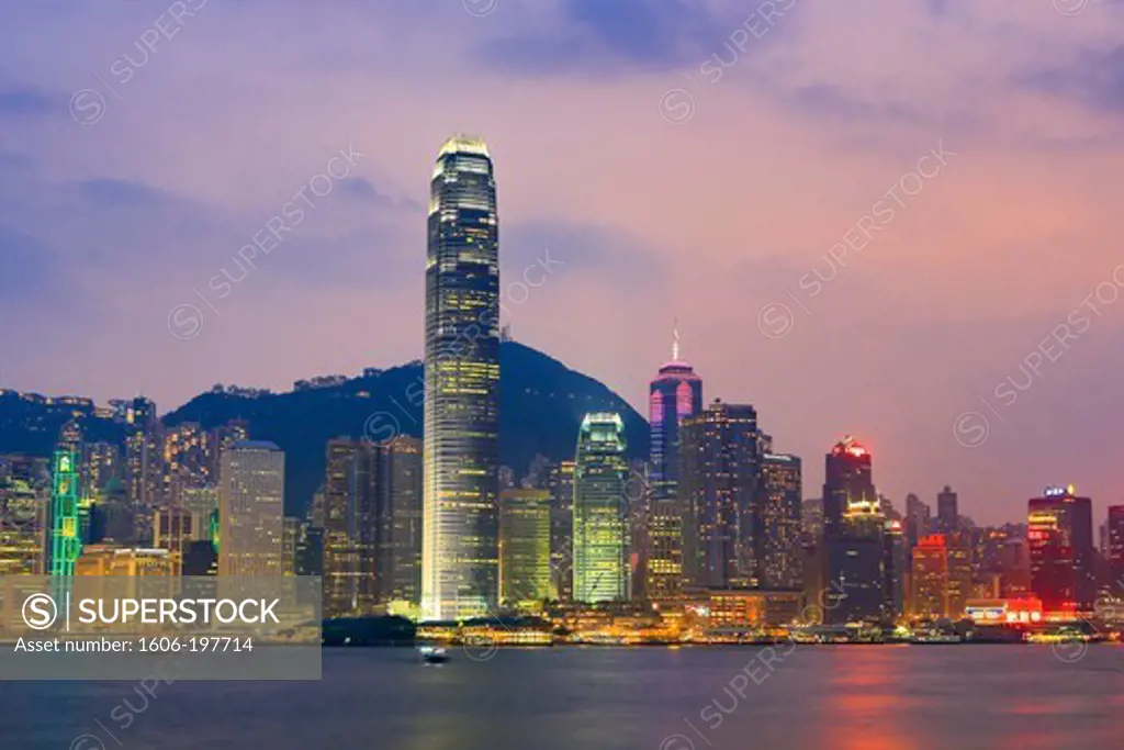 Hong Kong City, Central Hong Kong, Financial Center Bldg, Sunset