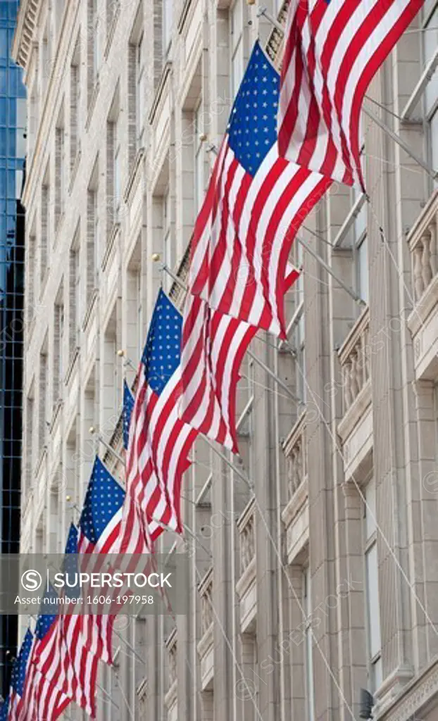 New York - Manhattan - American Flags On The 5Th Avenue