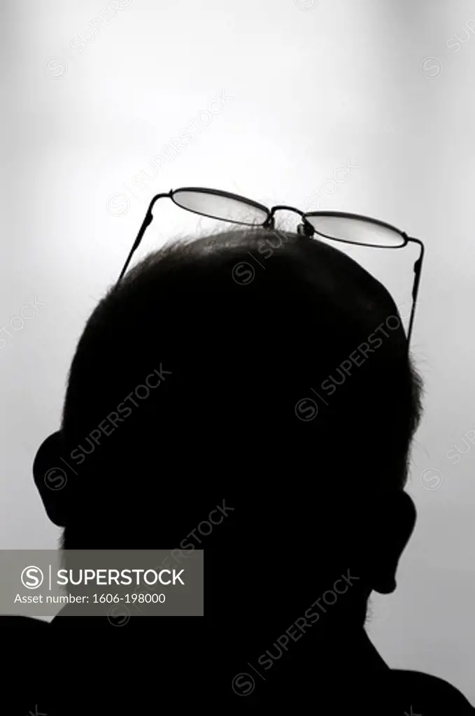 Silhouette Head Man With Glasses.