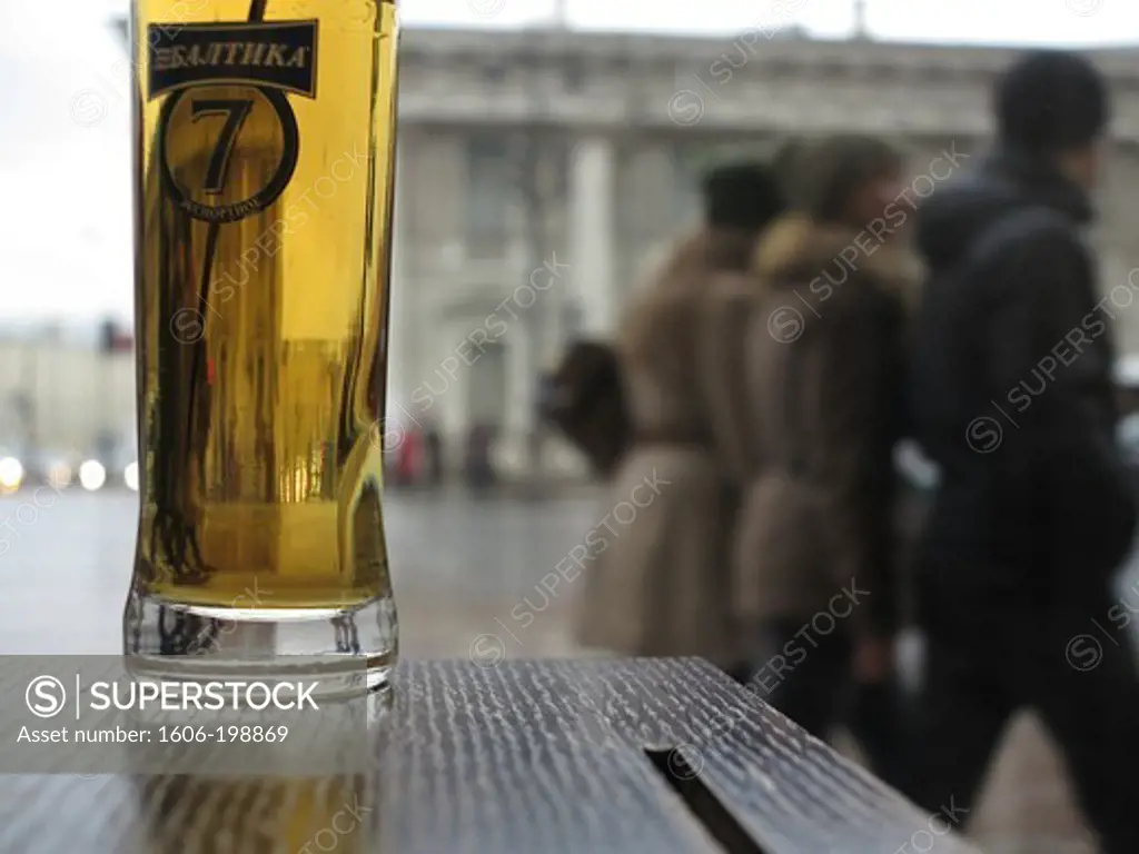 Glass Of Russian Beer. Saint Petersburg. Russia.