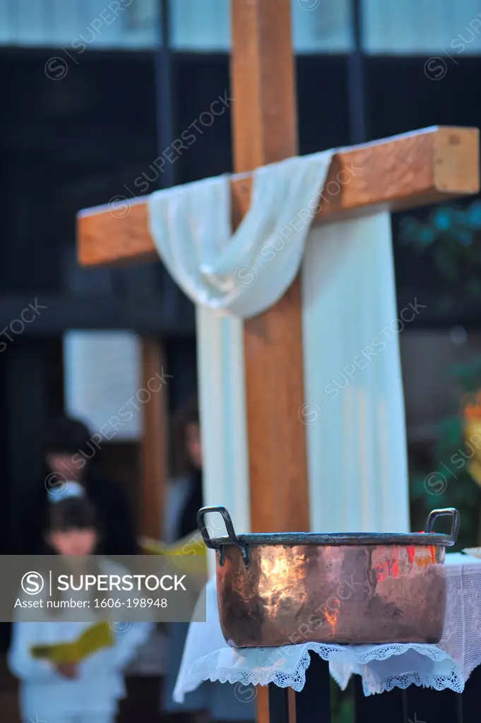 Easter Sunday Celebration With Baptisms Paris. France.