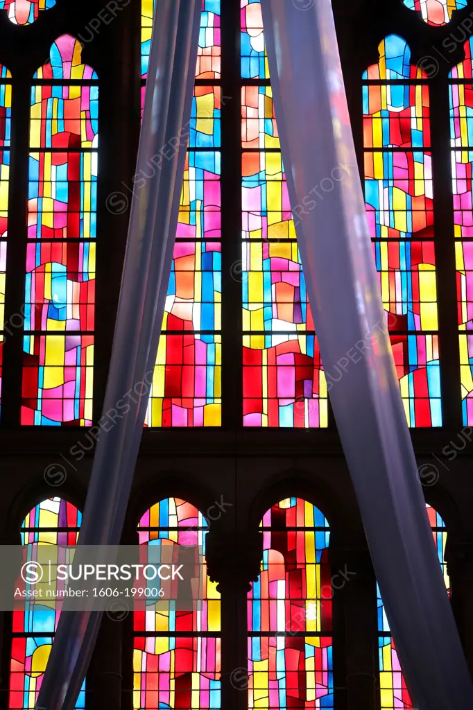 Church Of Notre-Dame Du Perpetuel Secours. Stained Glass Windows. Paris. France.