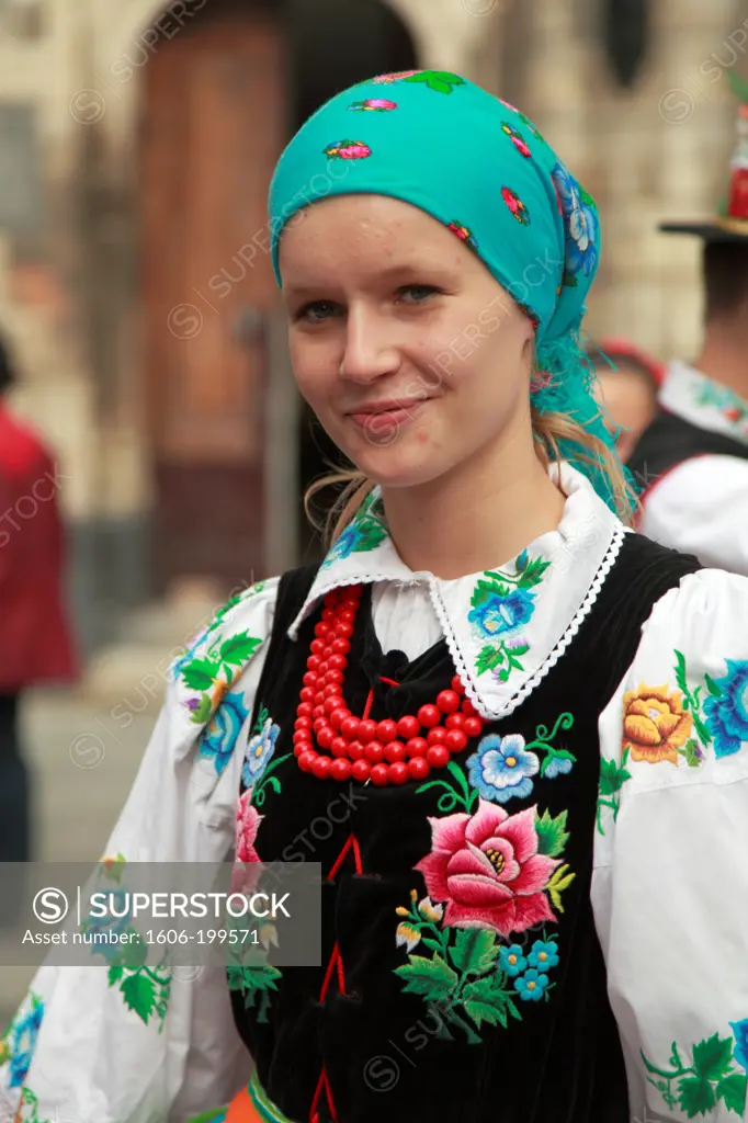 Ukraine, Lviv, Young Woman In Traditional Dress,