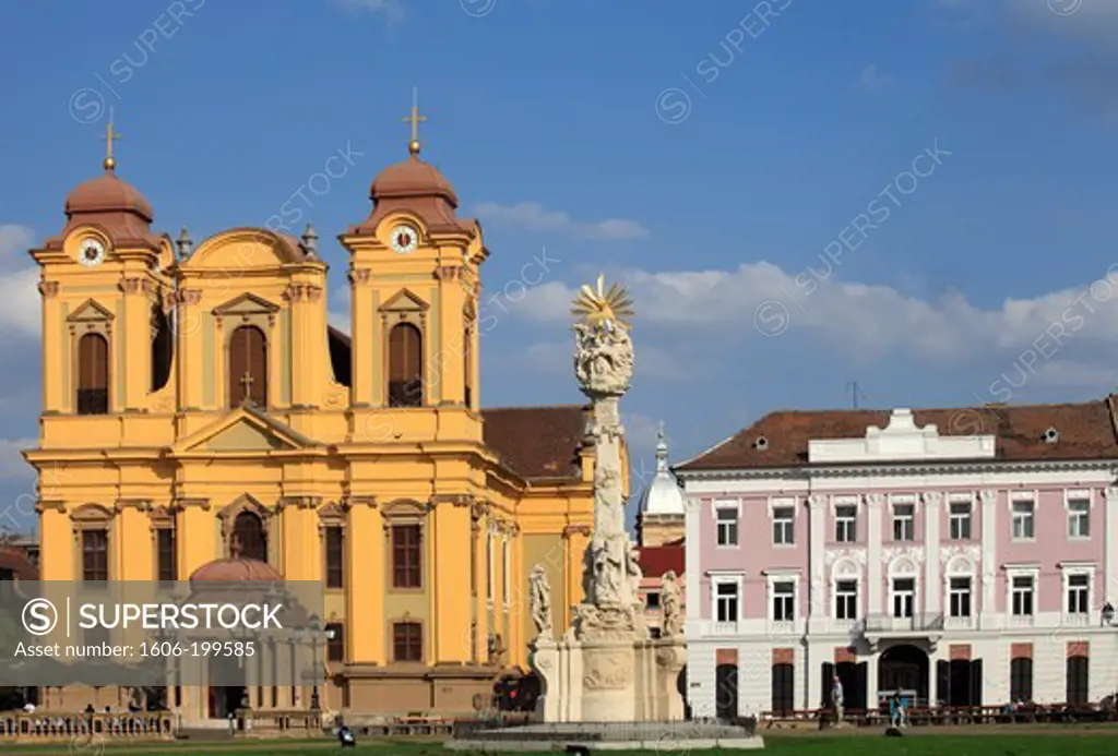 Romania, Timisoara, Piata Unirii, Roman Catholic Cathedral, Trinity Column,