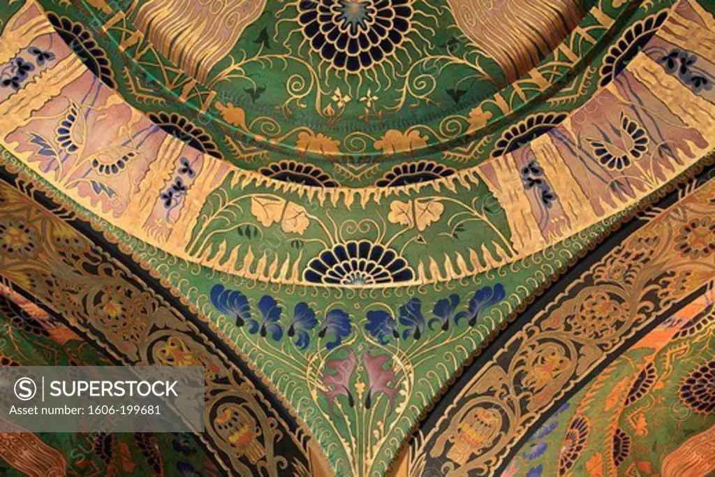 Romania, Targu Mures, Culture Palace, Interior, Painted Ceiling,