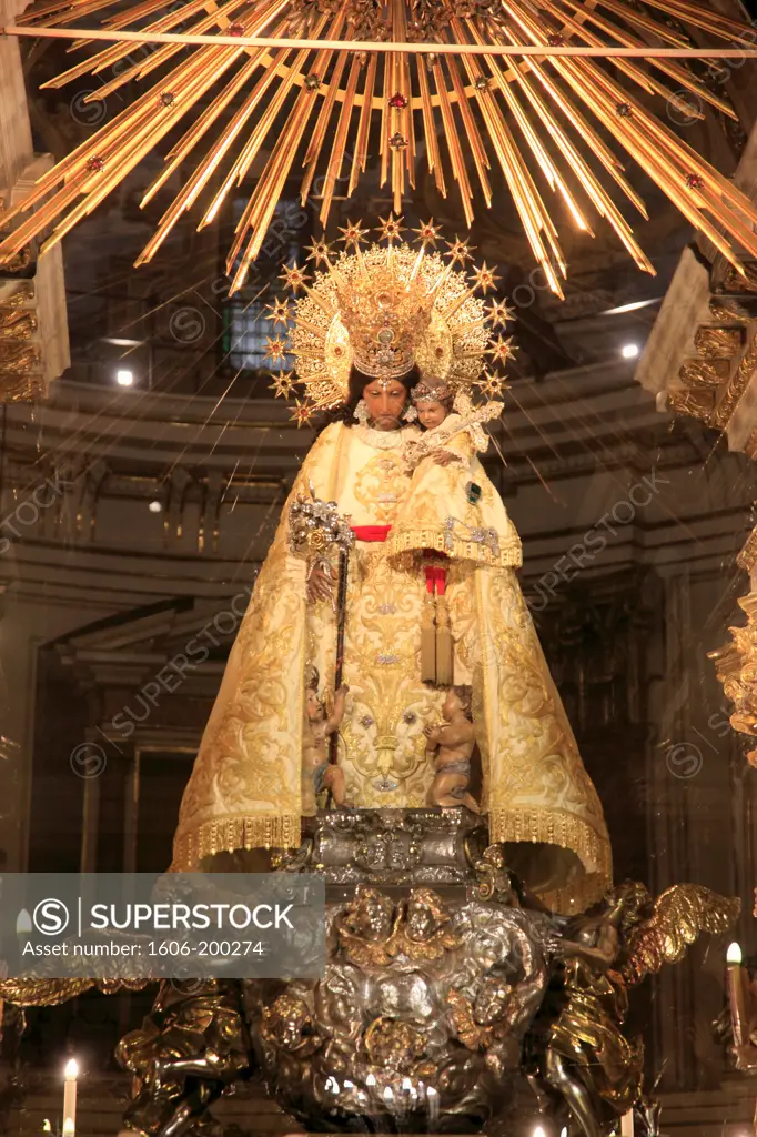 Spain, Valencia, Nuestra Senora De Los Desamparados, Church, Statue Of The Virgin,