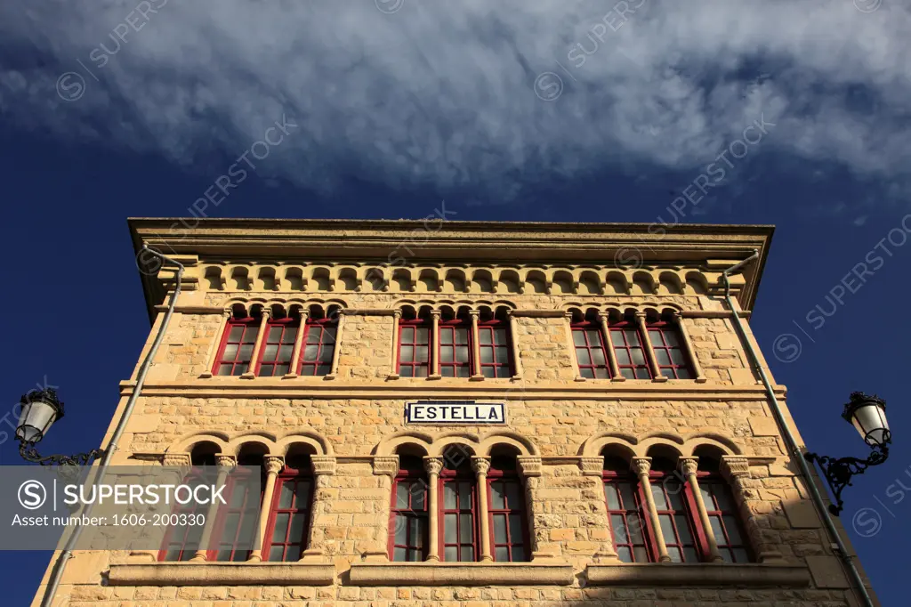 Spain, Navarre, Estella, Edificio De La Estacion,