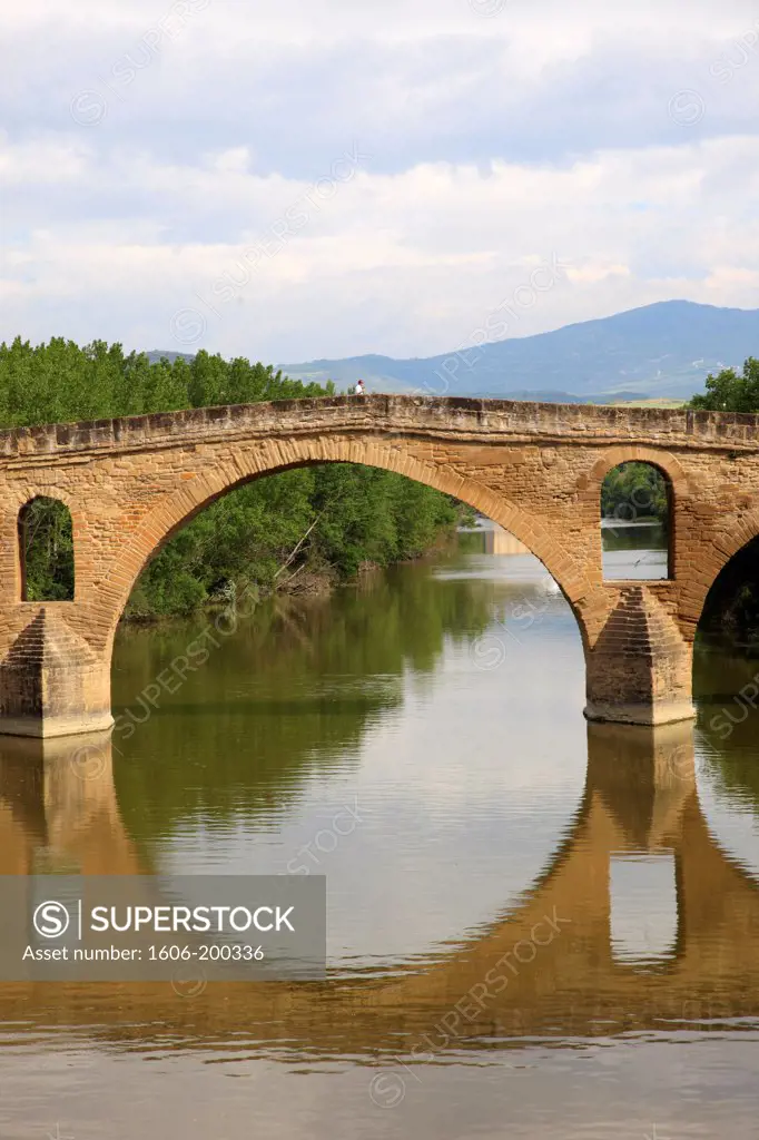 Spain, Navarre, Estella, Puente La Reina, Arga River,