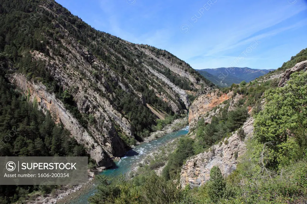Spain, Aragon, Pyrenees, Ara River Valley, Landscape,