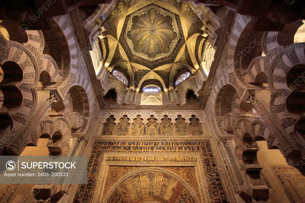 Spain, Andalusia, Cordoba,  Mezquita, Cathedral, Interior, Mihrab,