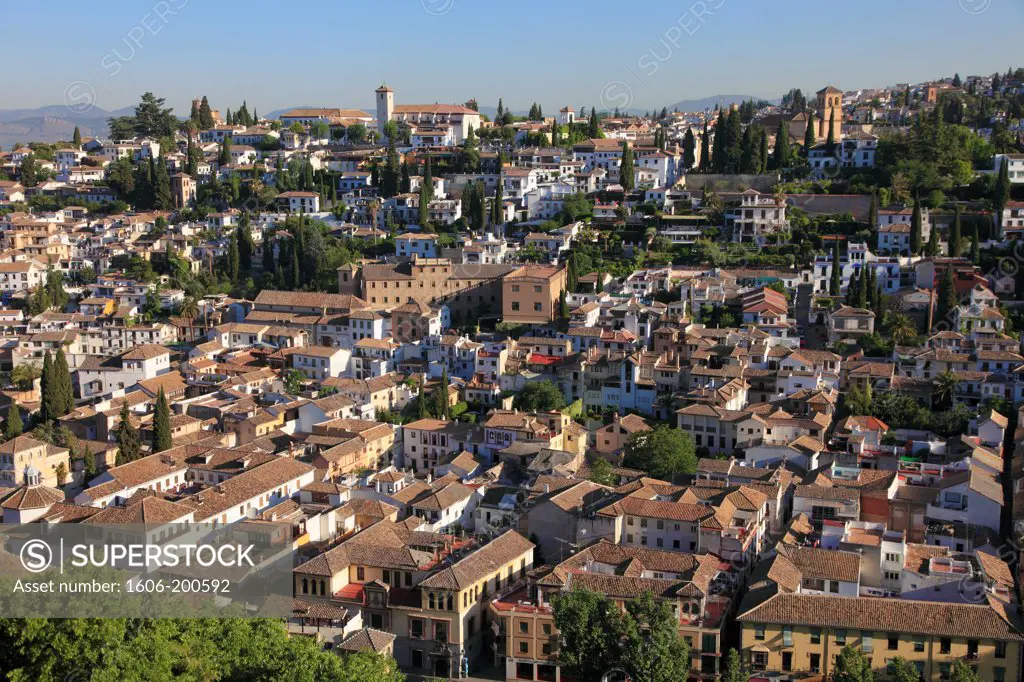 Spain, Andalusia, Granada, Albayzin, General Aerial View,