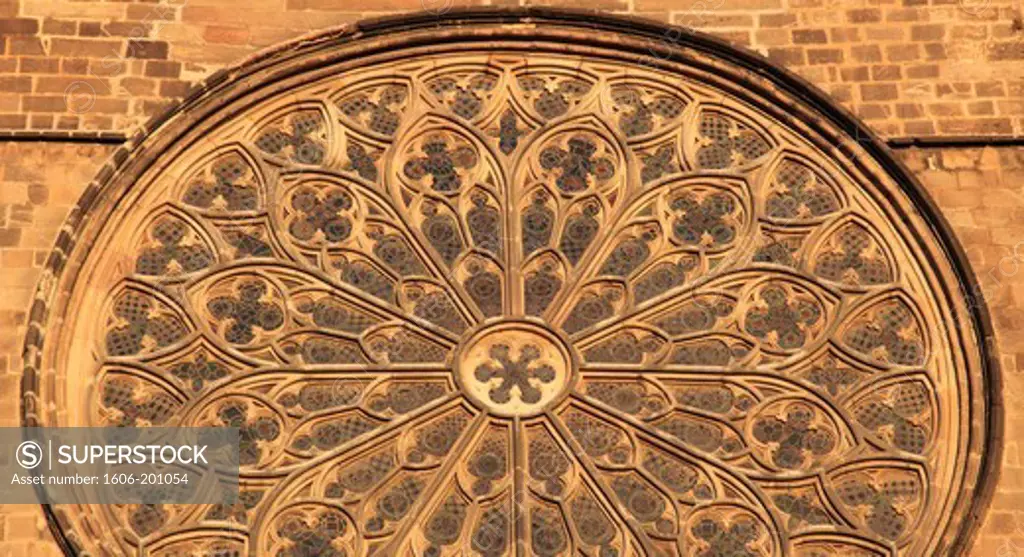 Spain, Catalonia, Barcelona, Barri Gotic, Santa Maria Del Pi, Church, Window,