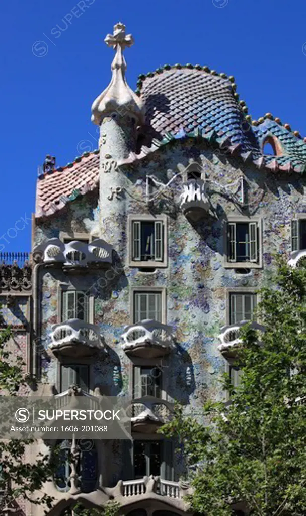 Spain, Catalonia, Barcelona, Casa Batllo, Modernist Architecture,