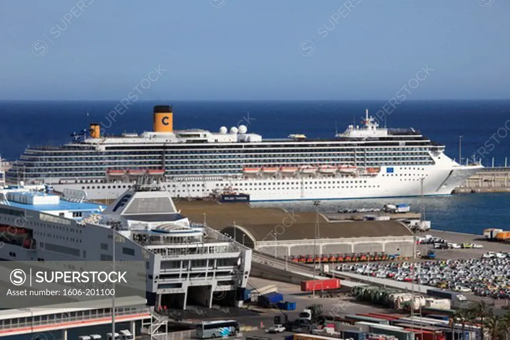 Spain, Catalonia, Barcelona, Harbour, Cruise Ships,
