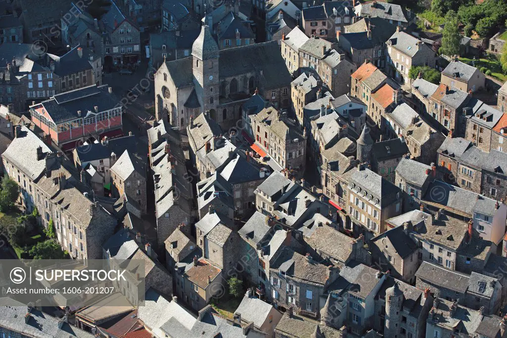 France, Cantal (15), Murat, The Old Town Has Many Medieval Houses And Renaissance Murat Is Located In The Foothills Of The Monts Du Cantal, In The Valley Of Alagnon (Aerial Photo)