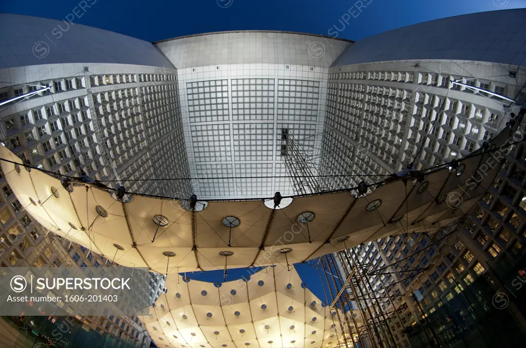 Paris-La-Defense - The Grand Arch (Architects, Johann Otto Von Spreckelsen And Erik Reitzel) - ' The Suspended Cloud ' Imagined By The Architect Paul Andreu