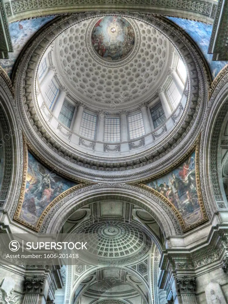 France, Paris, 5Th Arr., Pantheon, Ceilings And Dome