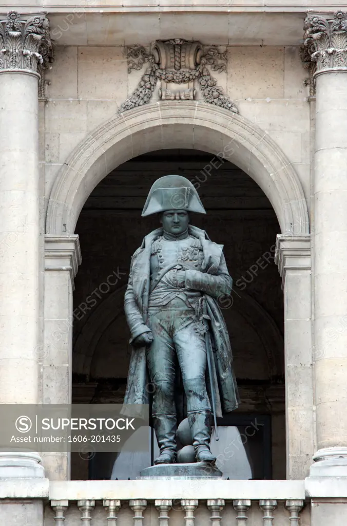 France, Paris, 5Th Arrondissement, The Pantheon, The Museum Of The Army. Sculpture On The Facade Representing Napoleon