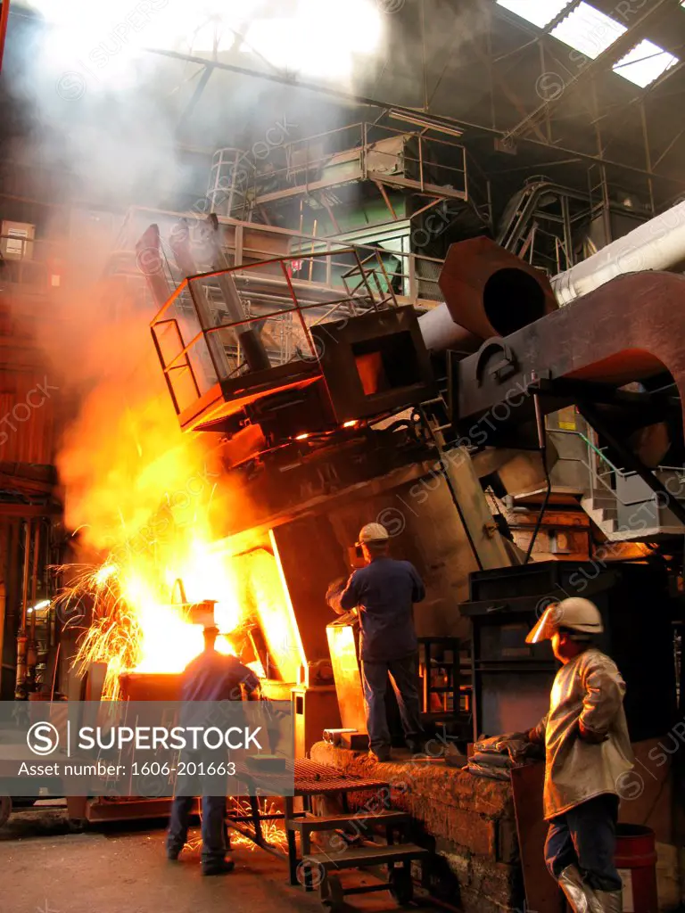 France, Brittany, Morbihan Department, Ploermel Town, Workers In A Steel Mill