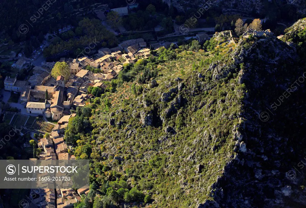 France, Herault (34), Saint-Guilhem-Le-Desert Classified Village Located In The Gorges De L'Herault, Excavated By The River Herault In The Massive SéRanne, The Site Has Been Awarded The Grand Site De France (Photo Aerial)