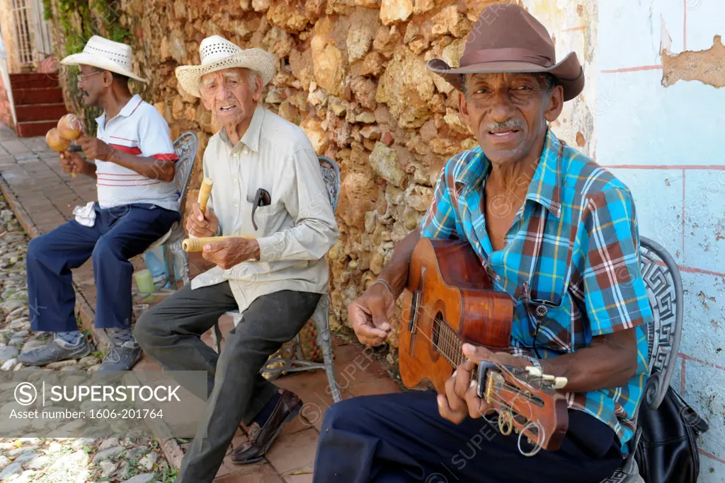 Cuba Men  Playing Music In Trinidad, Sancti Spiritus Province, Cuba