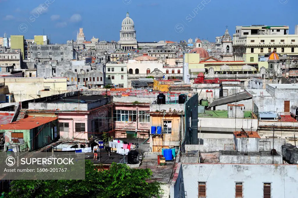Cityscape Of La Havana With Capitol Building In The Background, Cuba