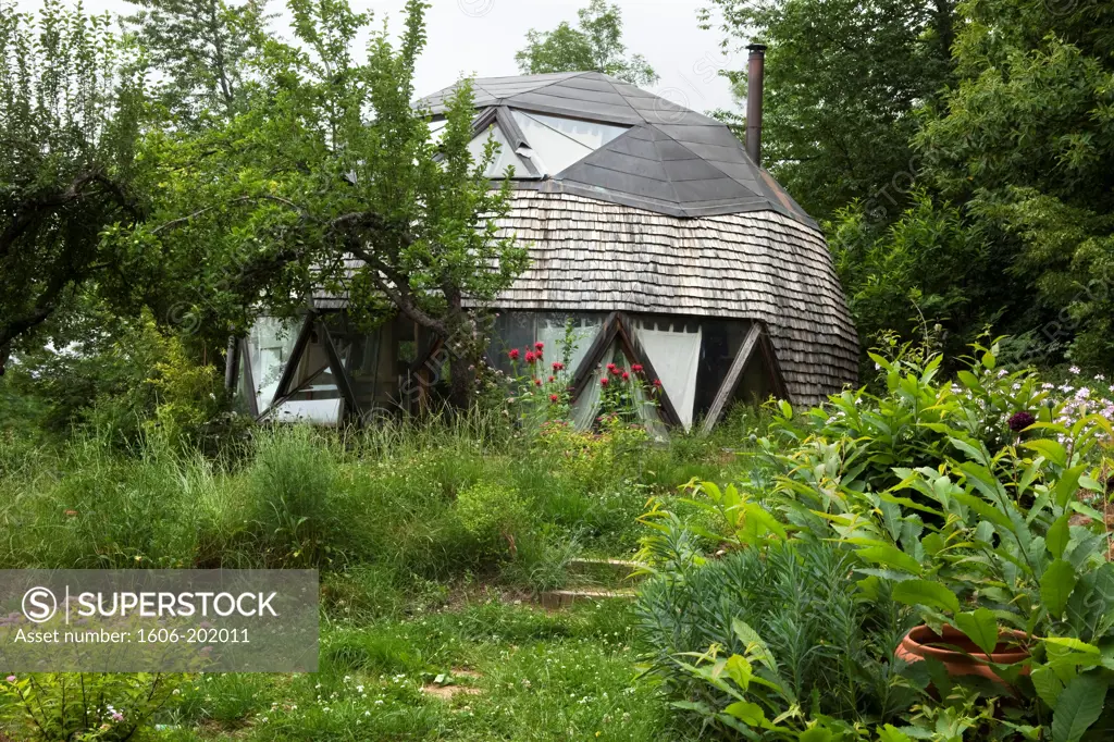 Private Garden In Front Of A Geodesic Dome