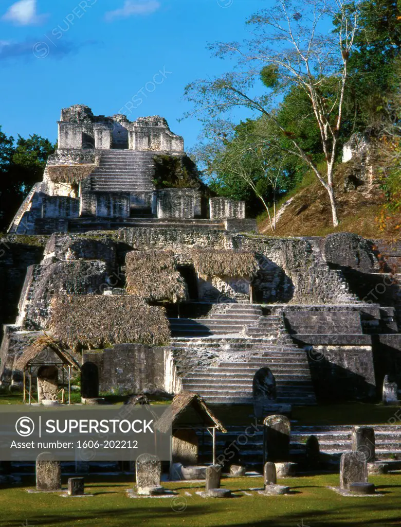 Guatemala, El Peten, Tikal, Great Plaza, North Acropolis,