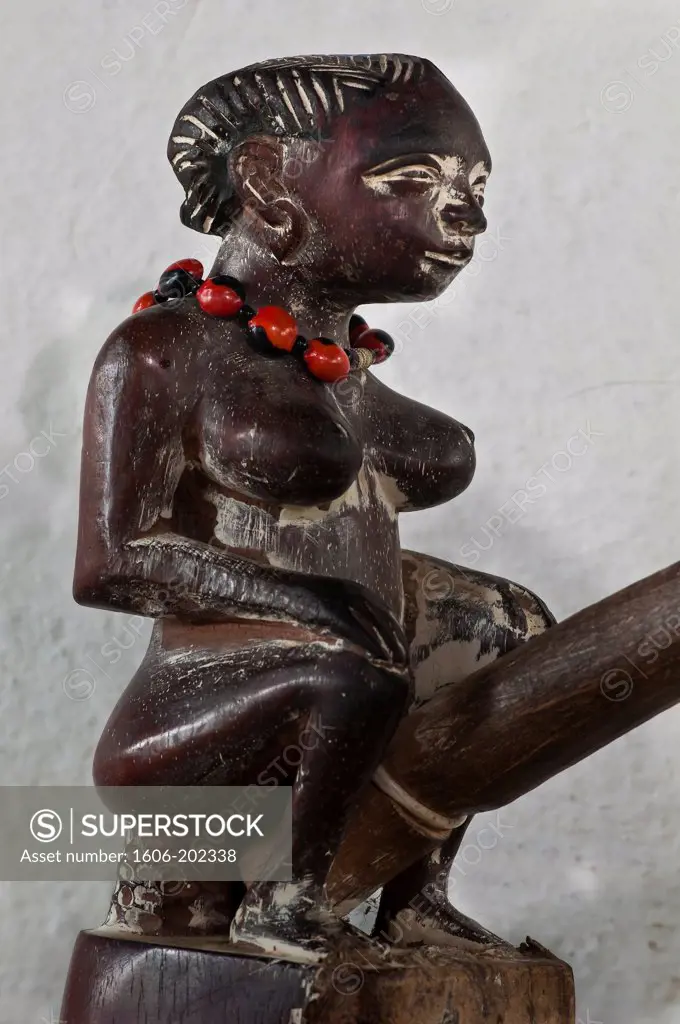 Africa, Gabon, Estuaire Region, Libreville Capital, La Sabliere, Detail Of A Statue On The Top Of An Harp