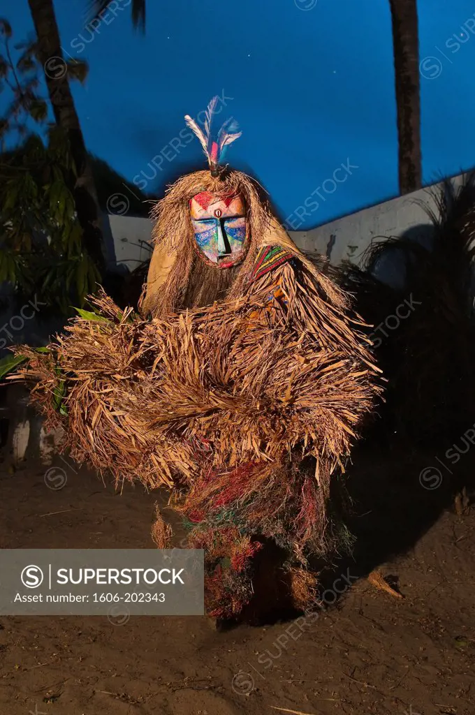 Africa, Gabon, Estuaire Region, Libreville Capital, La Sablií¨Re, Bwiti Ceremonies, The Mboma Na Ditsuala Spirit ('Python With Feathers') Shows Rarely To Humans, Here The Body Is Only A Support To The Spirit Showing Up During The Ceremony