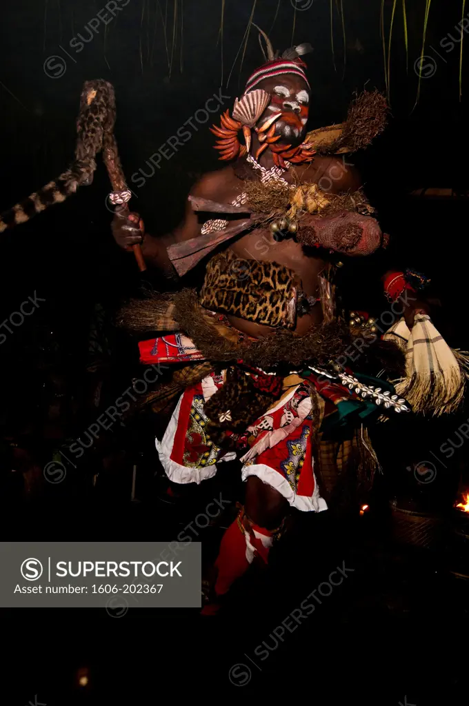 Africa, Gabon, Estuaire Region, Libreville Capital, Bwiti Ceremonies, During The Second Half Of The Ceremony, Bwitist Initiates Have Dressed And Put Make Up On To Honor Spirits Who They Can Now Dance And Sing With