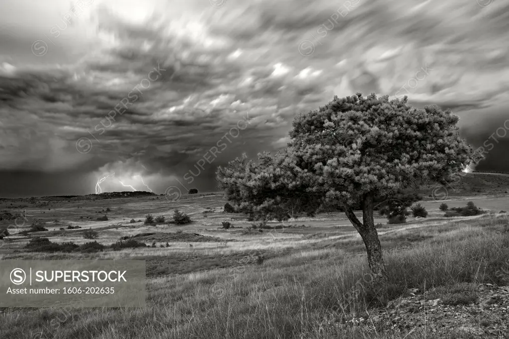 France, A Storm On The Larzac Plateau.