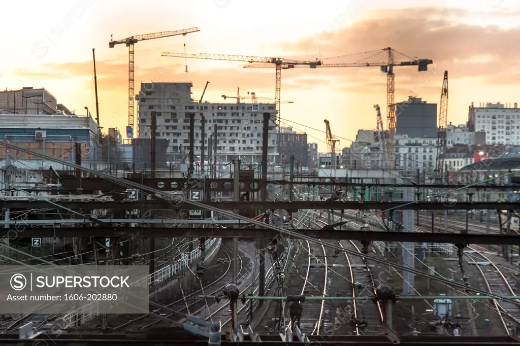 France, Paris, Tolbiac Neighborhood, View Of Public Transport Overhead Line Systems
