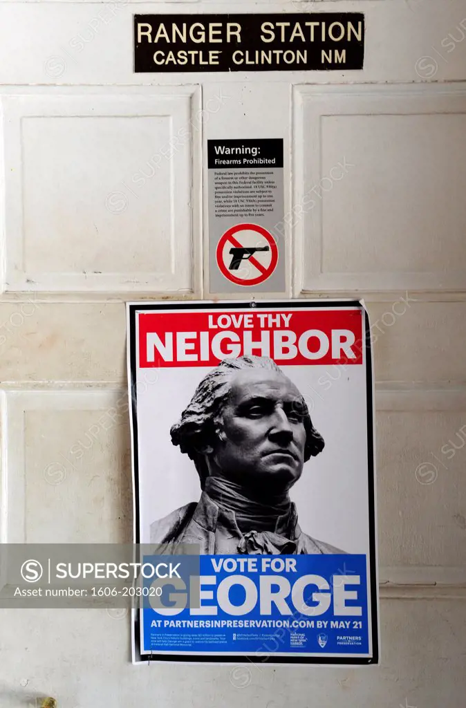 Poster In Castle Clinton, Manhattan, New York City, New York State, United State, Usa