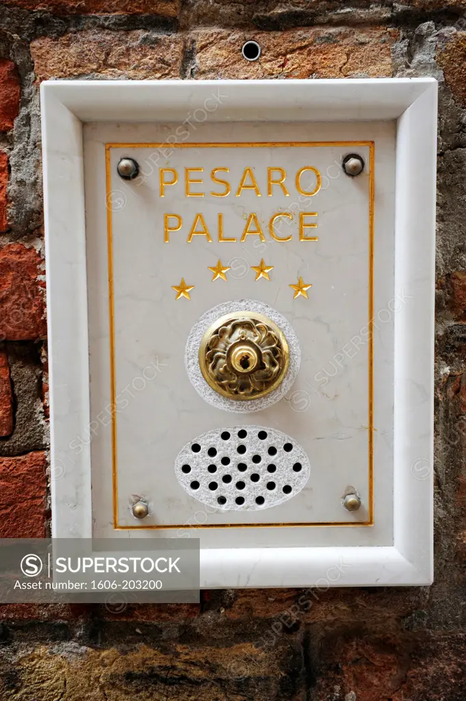 Doorbell In Pesaro Palace In Venice, Italy, Europe