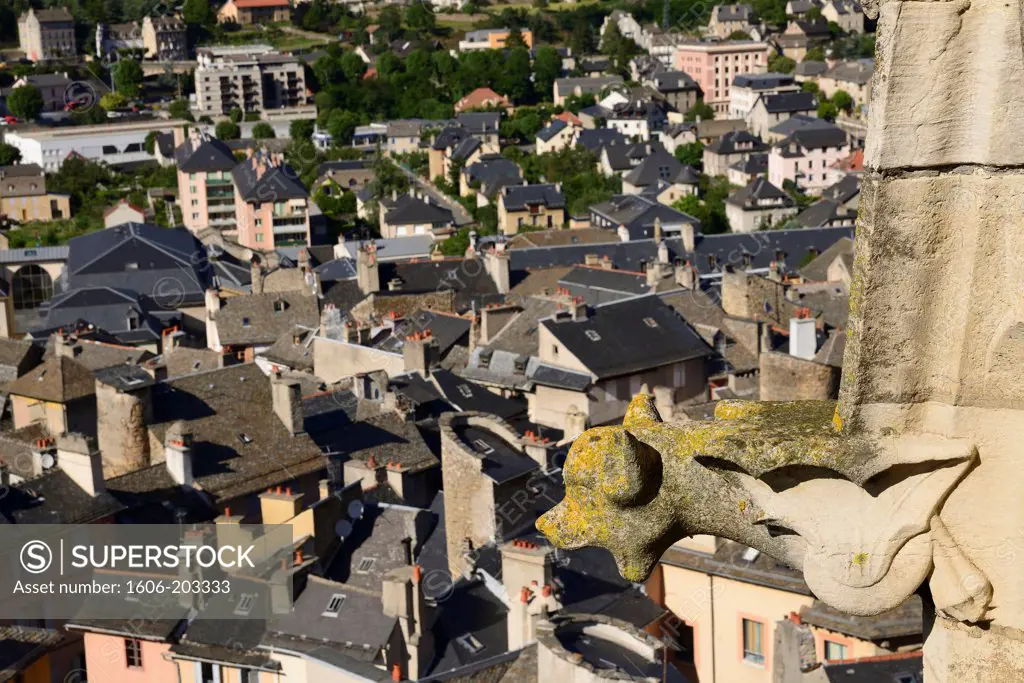 France, Gargoyle Of A Tower Of The Cathedral Of Mende.