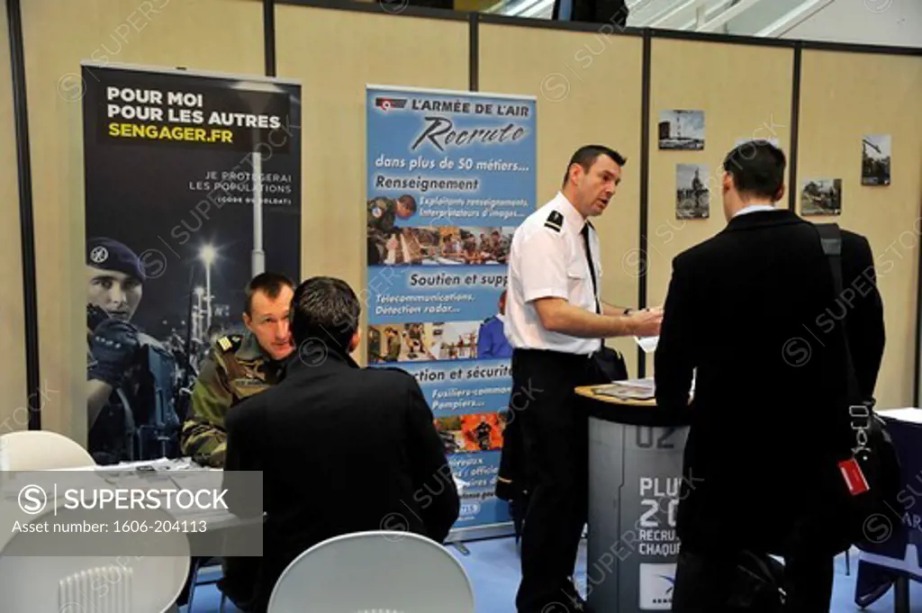 France, Pays de la Loire, Nantes, 01/2013, Executive Job Fair organized by Pole Emploi - French Employment Agency, Army stand