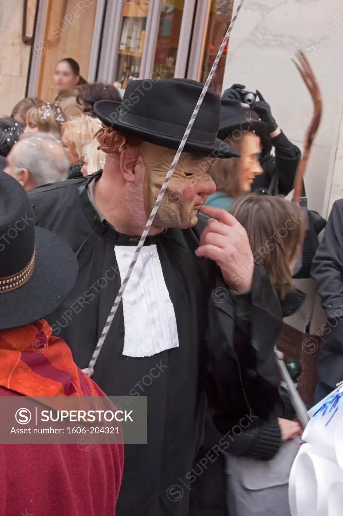 France, Aude, Limoux Carnival 2013, Masked person