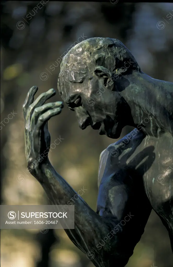 France, Paris, 7th arrondissement, outside of the Rodin Museum, close-up on statue of one of the Burghers of Calais