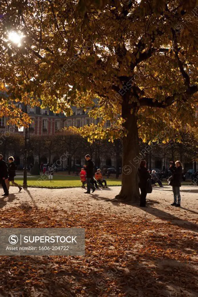France, Paris, 3rd-4th districts, Place des Vosges in autumn