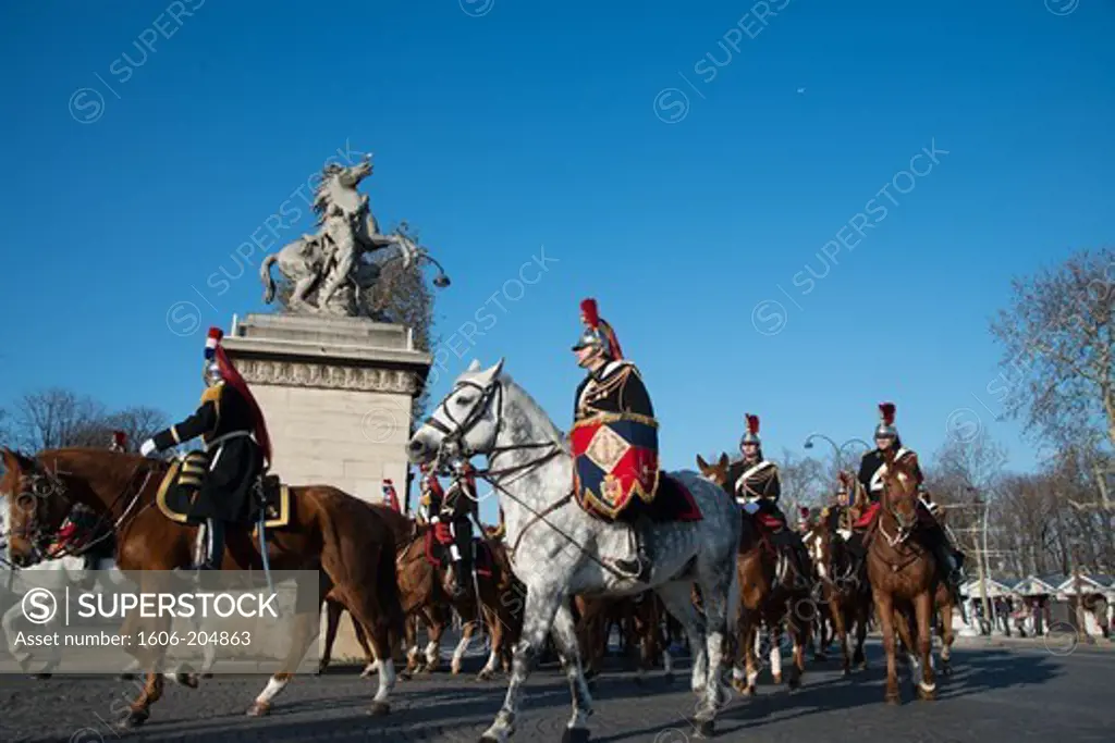 France, Paris, 8th district, Place de la Concorde, Republican Guards