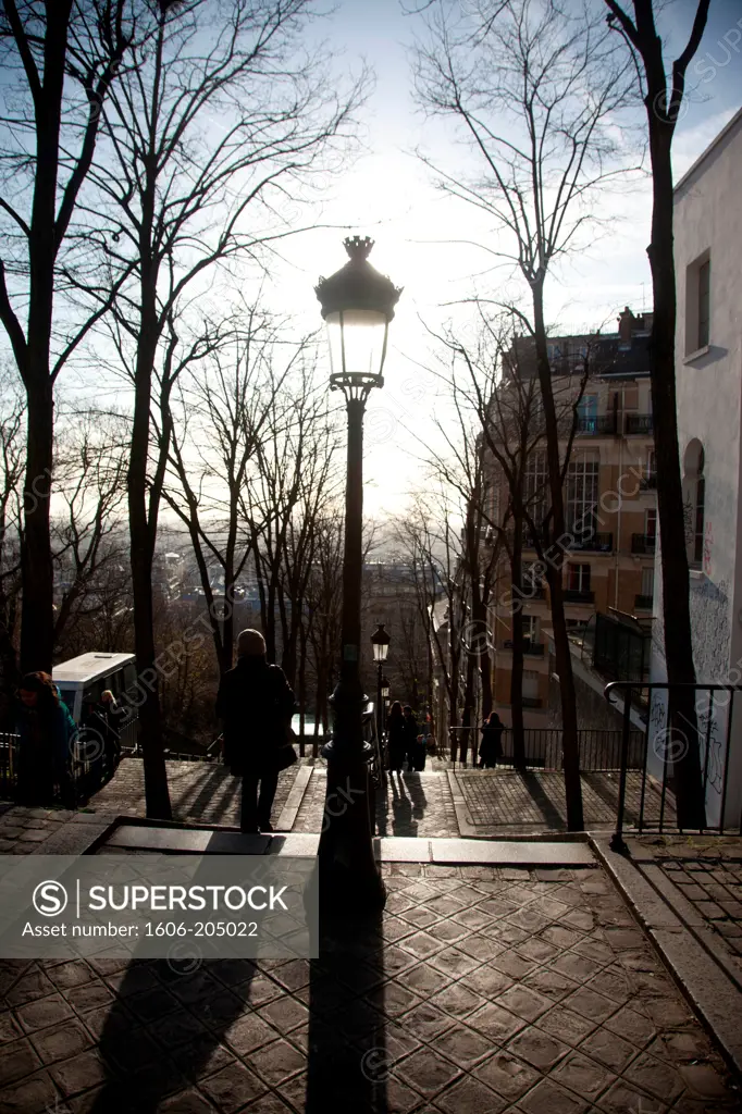 France, Paris, 18th district, Montmartre, Stairs