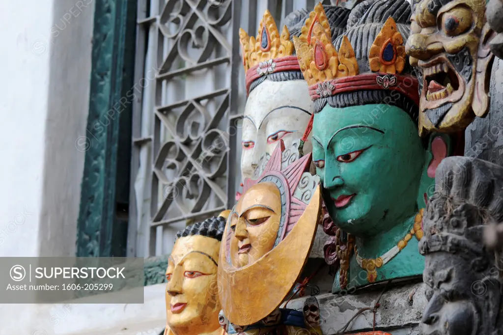 Federal Democratic Republic of Nepal, Kathmandu, Bouddhanath, Masks