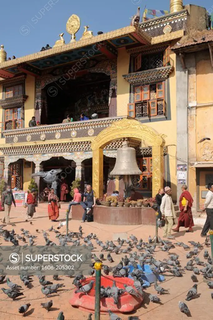 Federal Democratic Republic of Nepal, Kathmandu, Bouddhanath, Buddhist Temple, Pigeons
