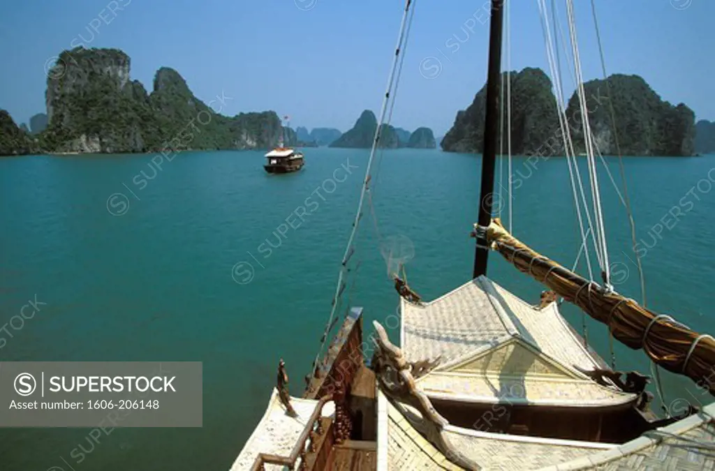 Ha-Long Bay. Sailing boat. Vietnam.