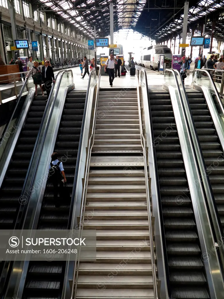 Escalators. Gare de Lyon. Paris. France.
