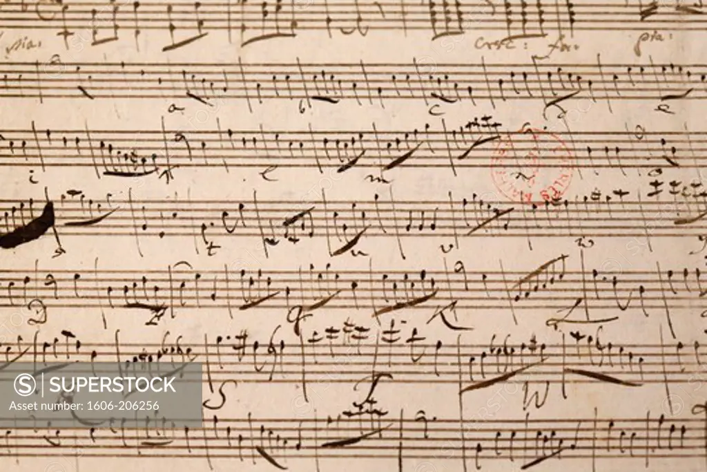 Music score. Wolfgang Amadeus Mozart. Paris. France.