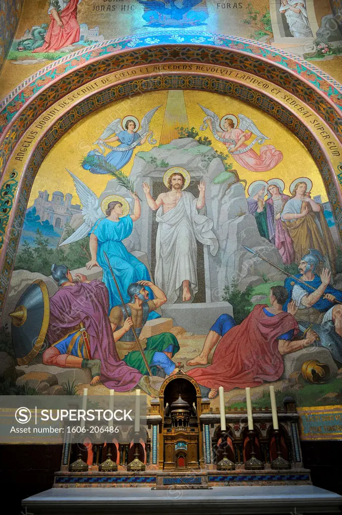 Fresco. Chapel of Notre-Dame-du-Rosaire's Basilica in the city of Lourdes. Lourdes. France.