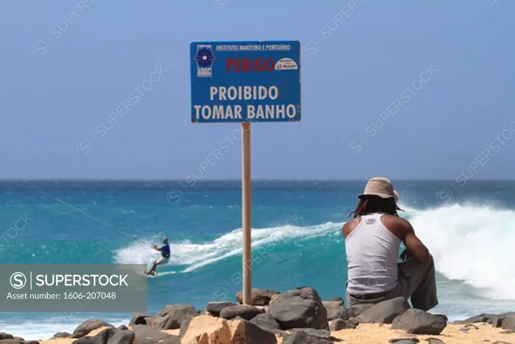 Western Africa,Republic of Cape Verde, Sal island. Santa Maria. Ponta preta surf spot.